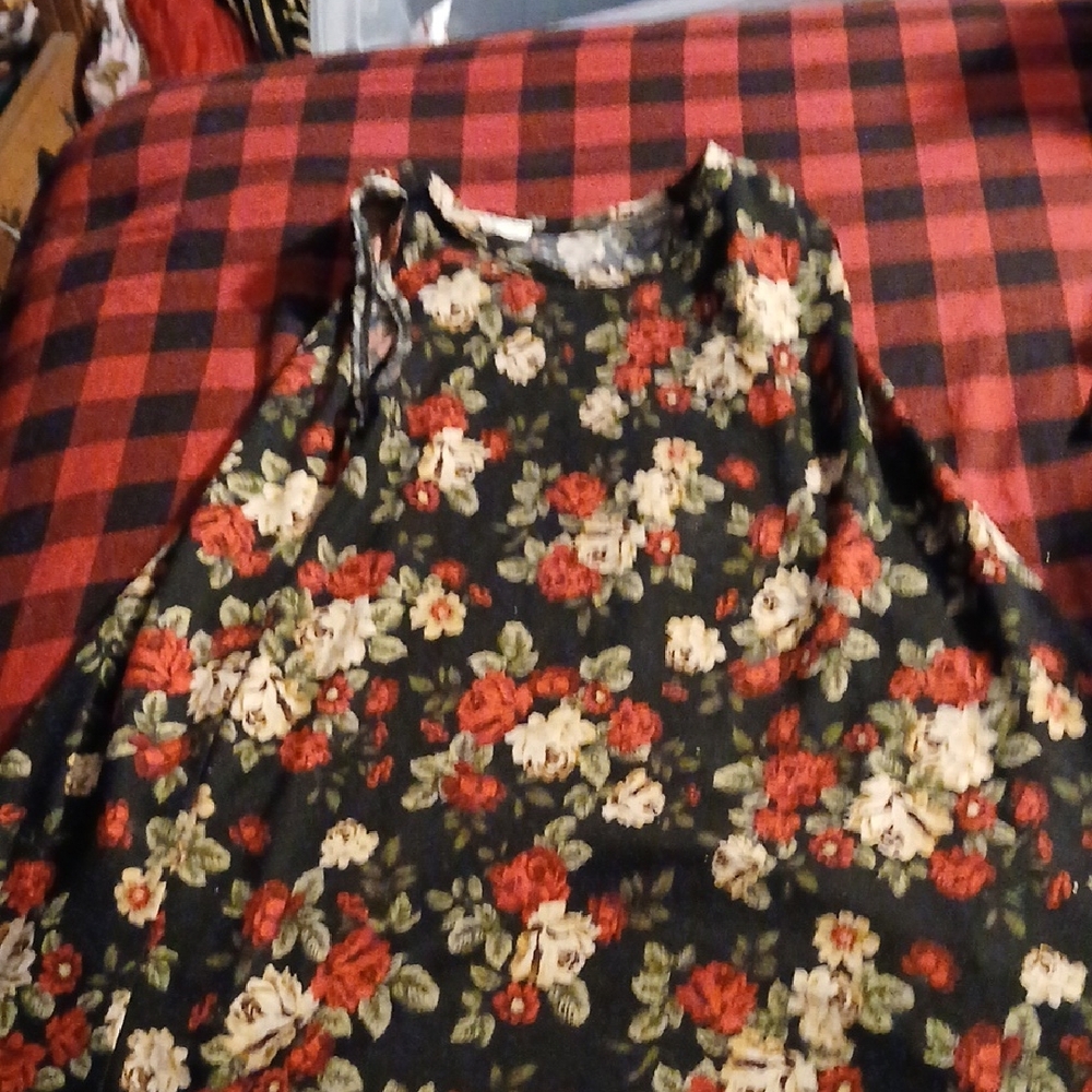Pinc Floral Kids Dress - Black and Red
